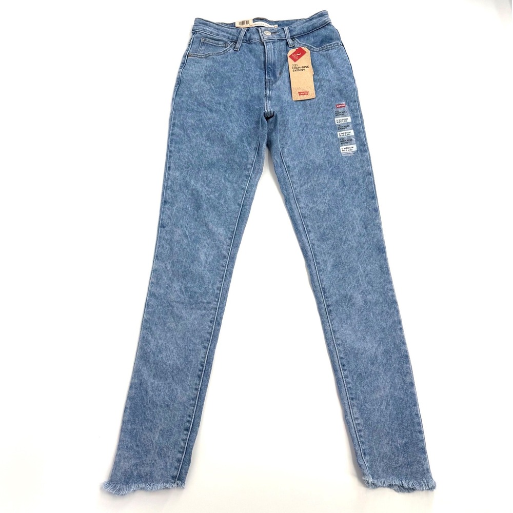 Levi's 721 High Rise Skinny Jeans Women 25 Blue NWT Frayed Hem Stretch Denim